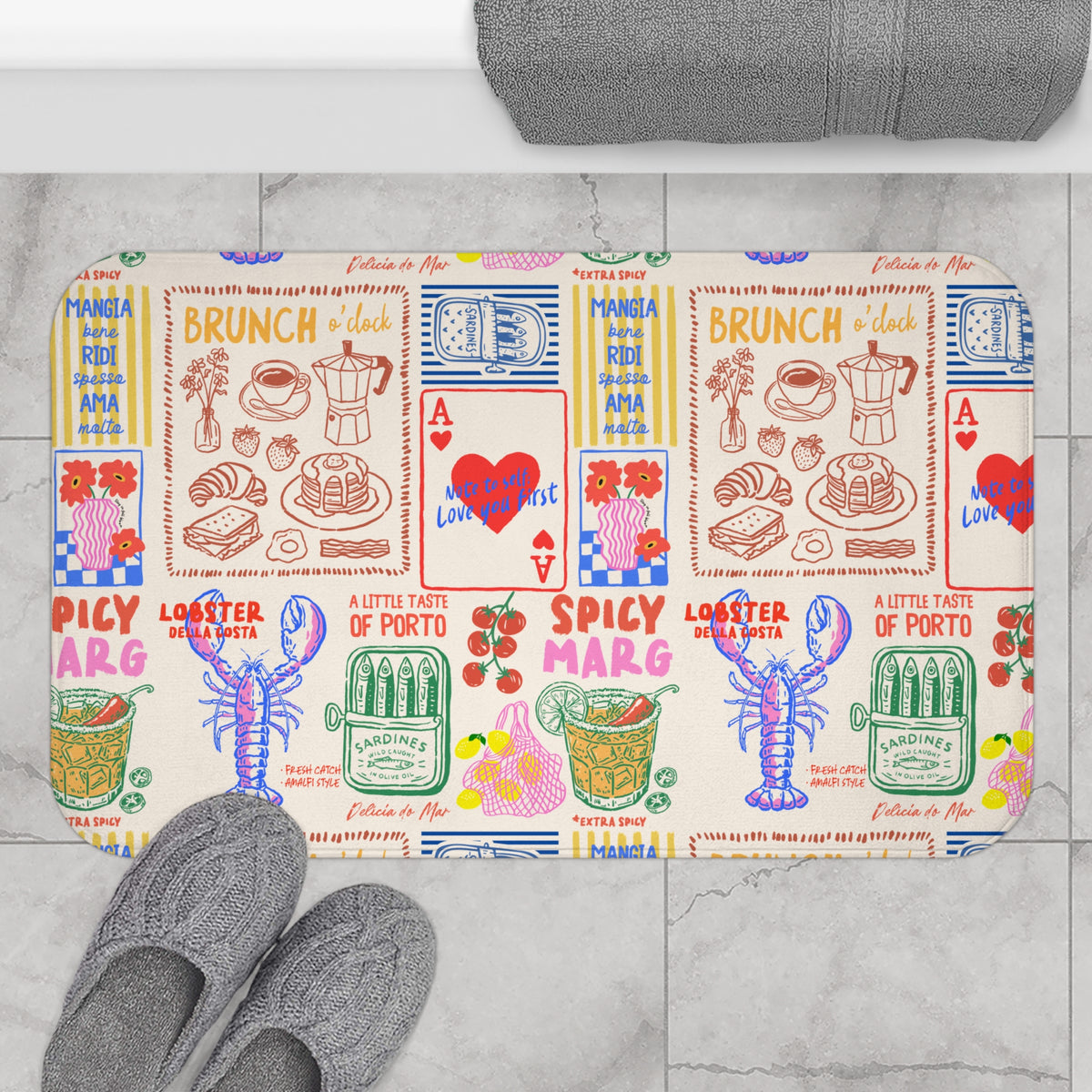 Coastal Doodle Bath Mat