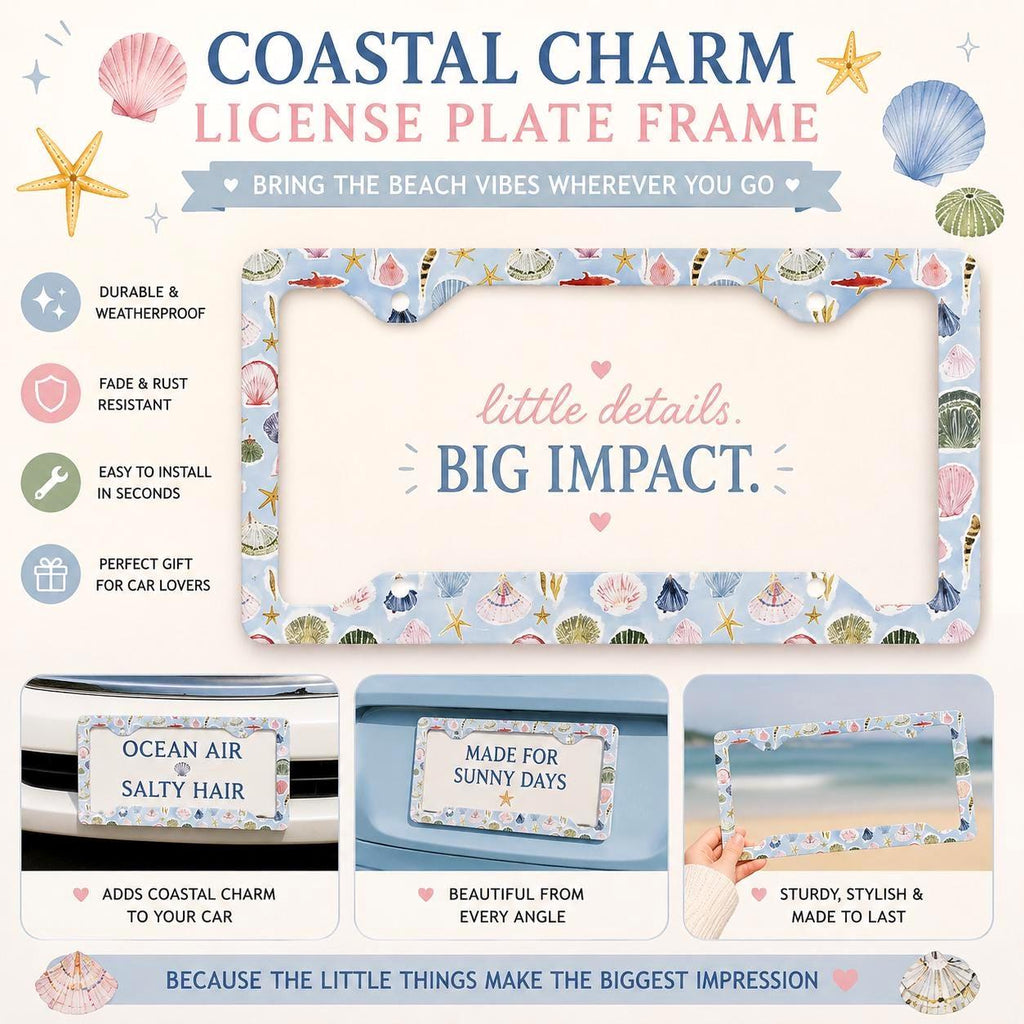 Blue Seashell License Plate Frame photo 2