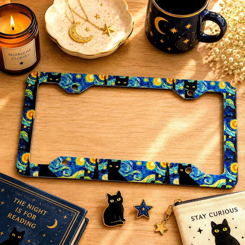 Black cat license plate frame photo 1