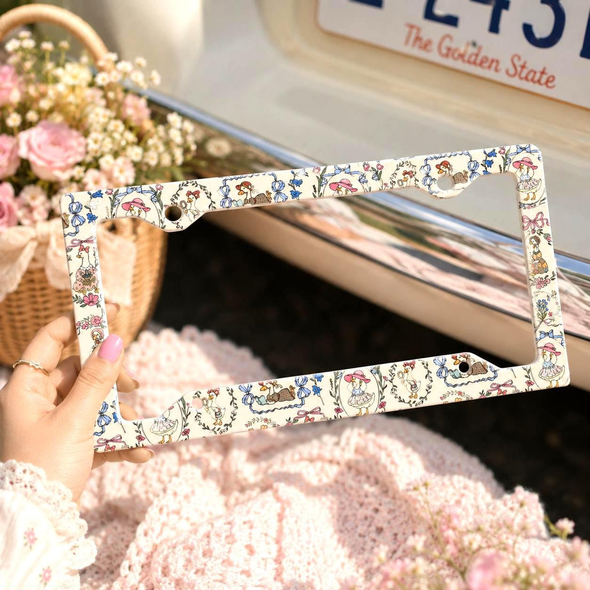 Goose Flower License Plate Frame Etsy photo 1