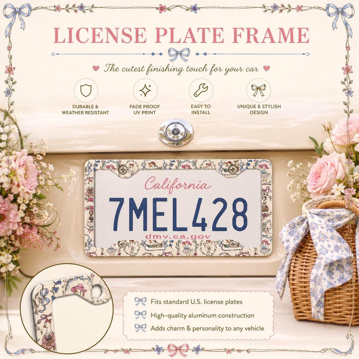 Goose Flower License Plate Frame Etsy photo 2