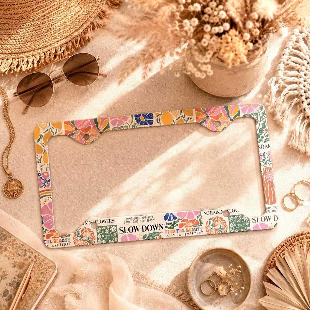Boho Flower License Plate Frame photo 1