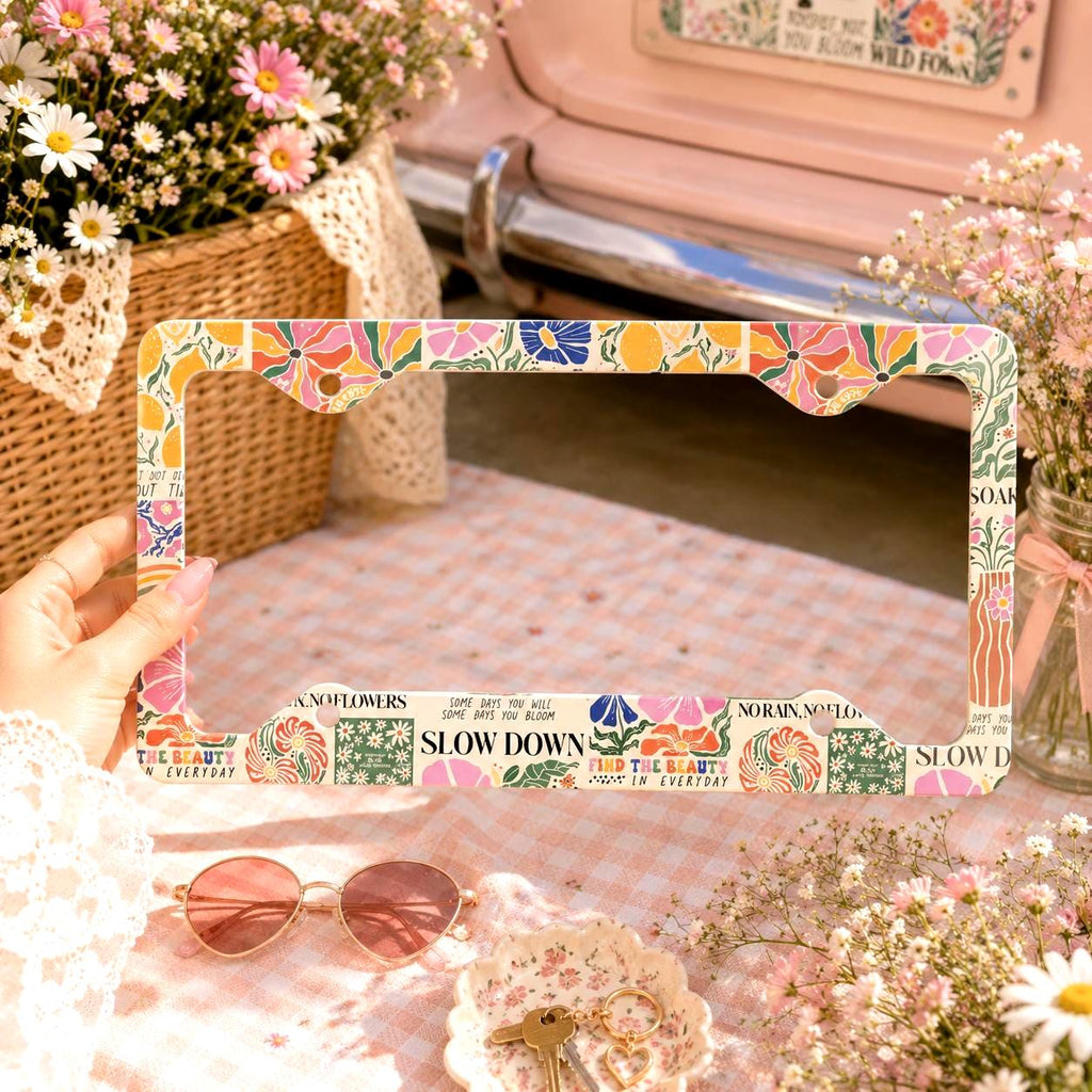 Boho Flower License Plate Frame photo 2