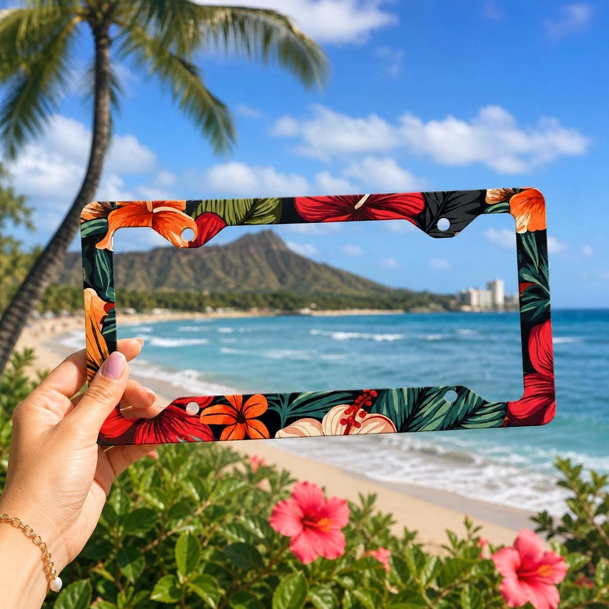 Hawaii Hibiscus License Plate Frame Etsy photo 2