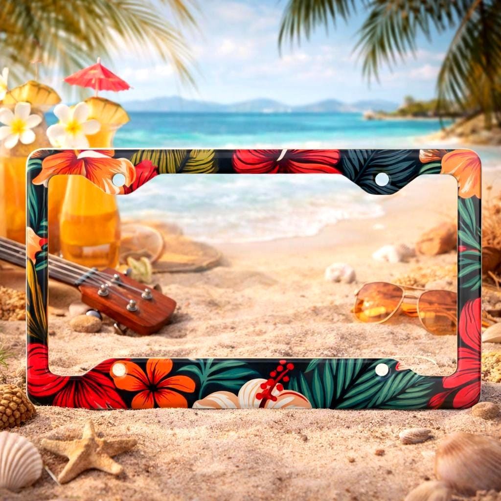 Hawaii Hibiscus License Plate Frame Etsy photo 3