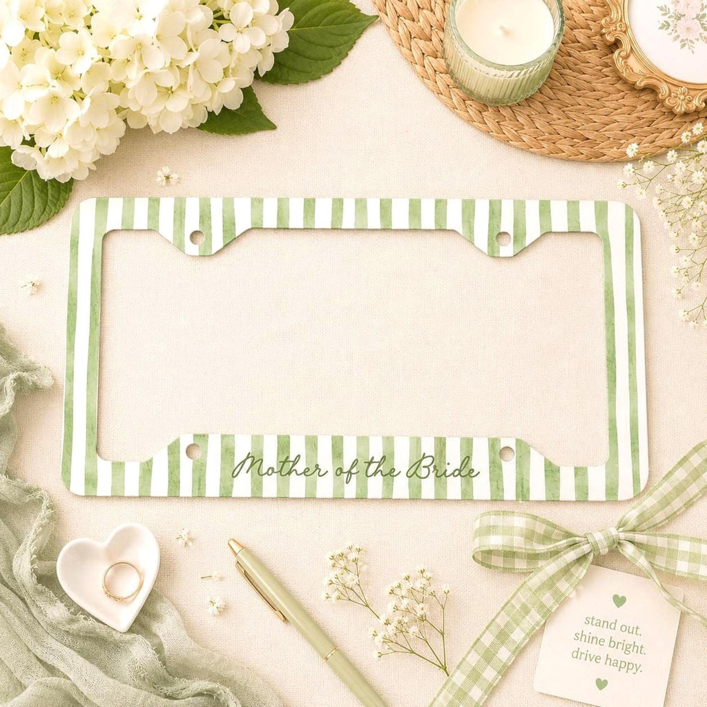 Personalized Green Stripe License Plate Frame Etsy photo 1