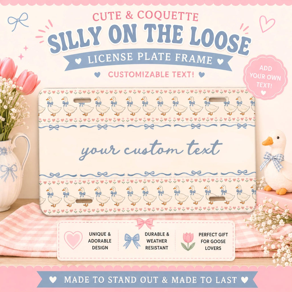 Personalized Blue Bow Goose Vanity Plate Etsy photo 2