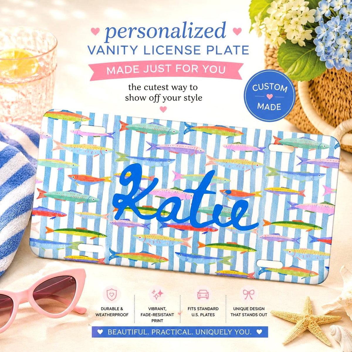 Personalized Coastal Fish Vanity Plate Etsy photo 2