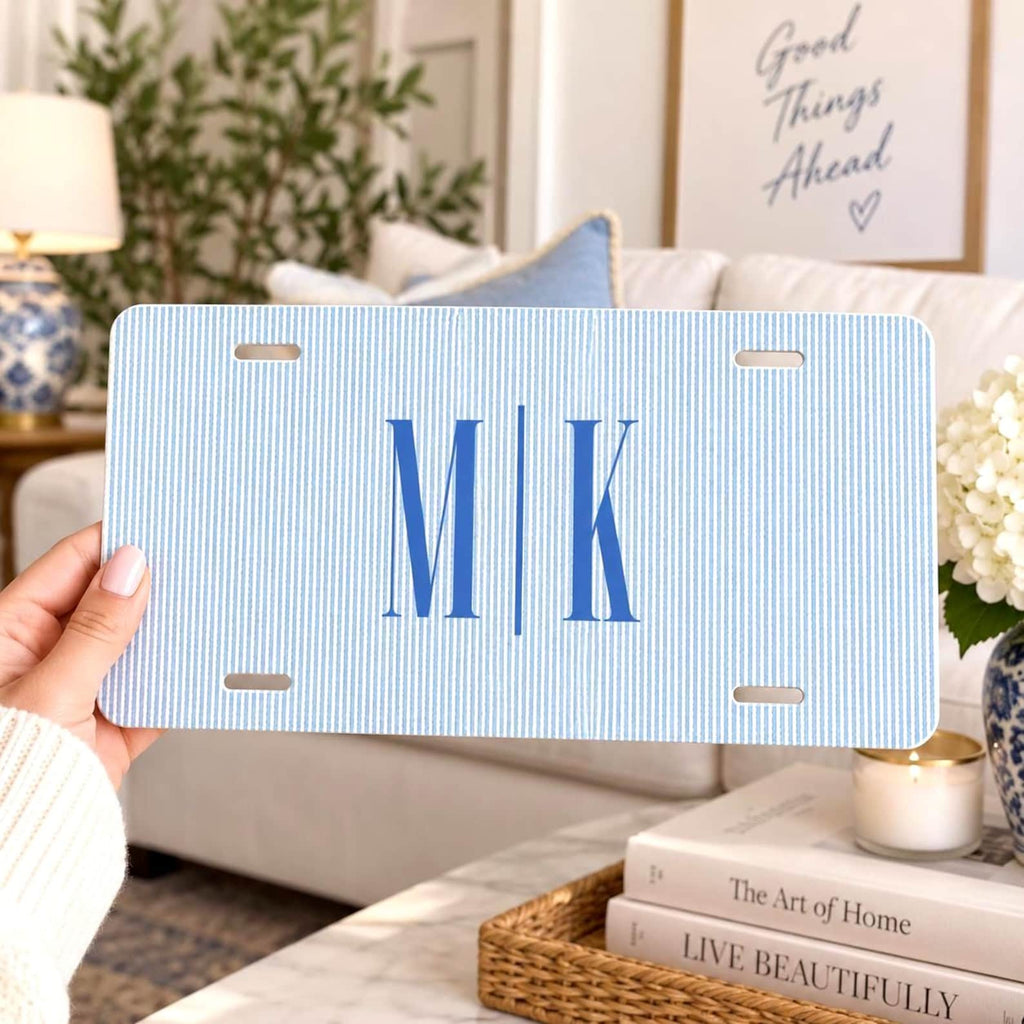Personalized Blue Stripe Vanity Plate Etsy photo 1