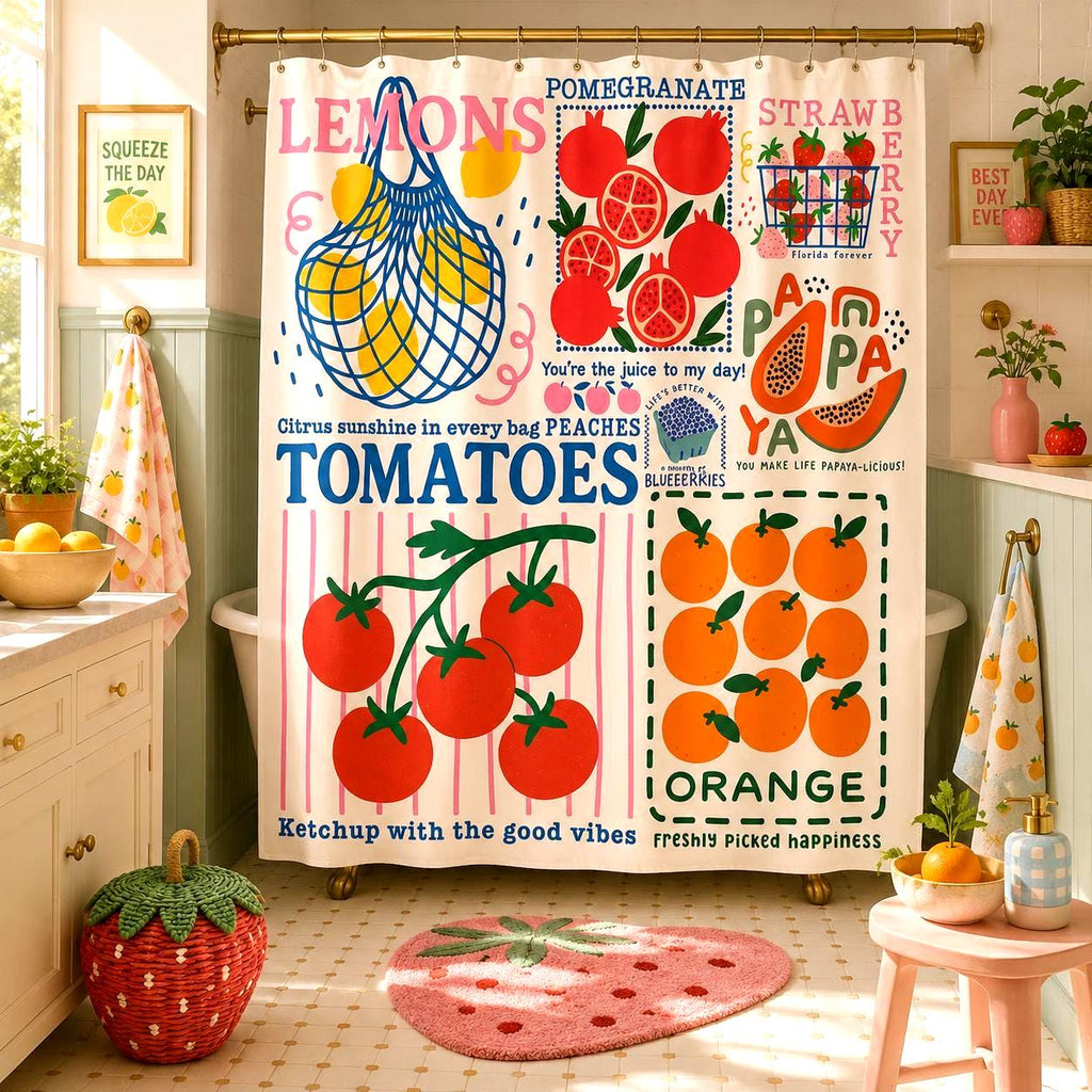 Farmers Market Fruit Shower Curtain Etsy photo 1