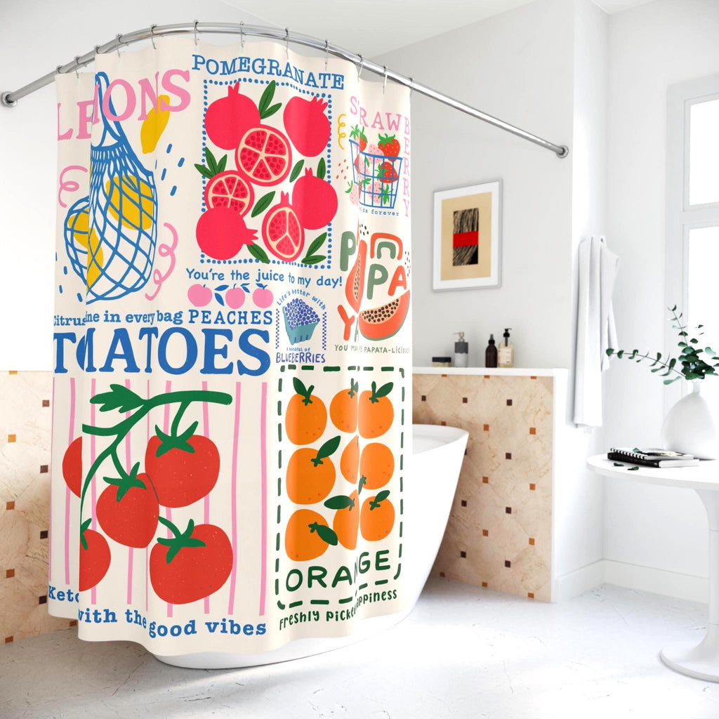 Farmers Market Fruit Shower Curtain Etsy photo 2