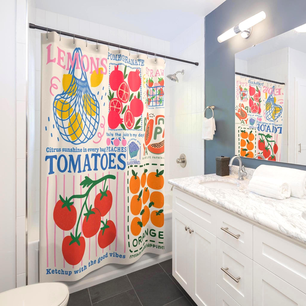 Farmers Market Fruit Shower Curtain Etsy photo 4