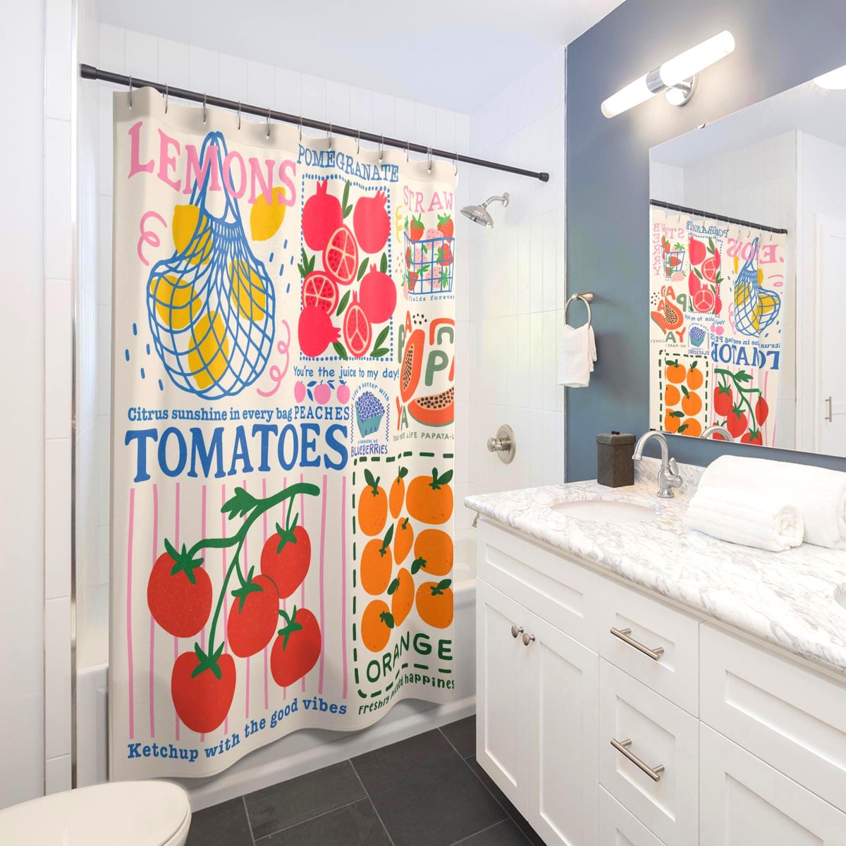Farmers Market Fruit Shower Curtain Etsy photo 4