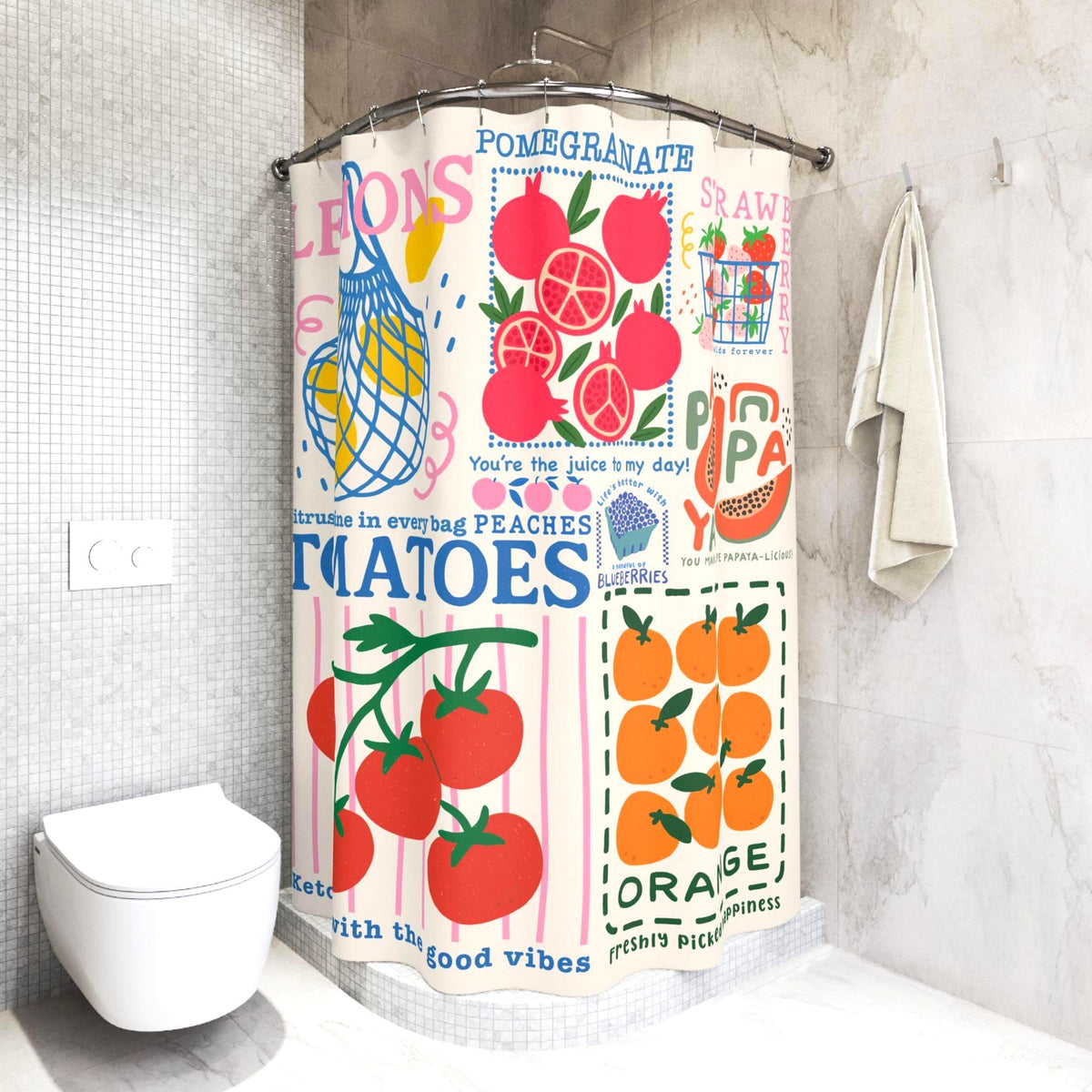 Farmers Market Fruit Shower Curtain Etsy photo 6