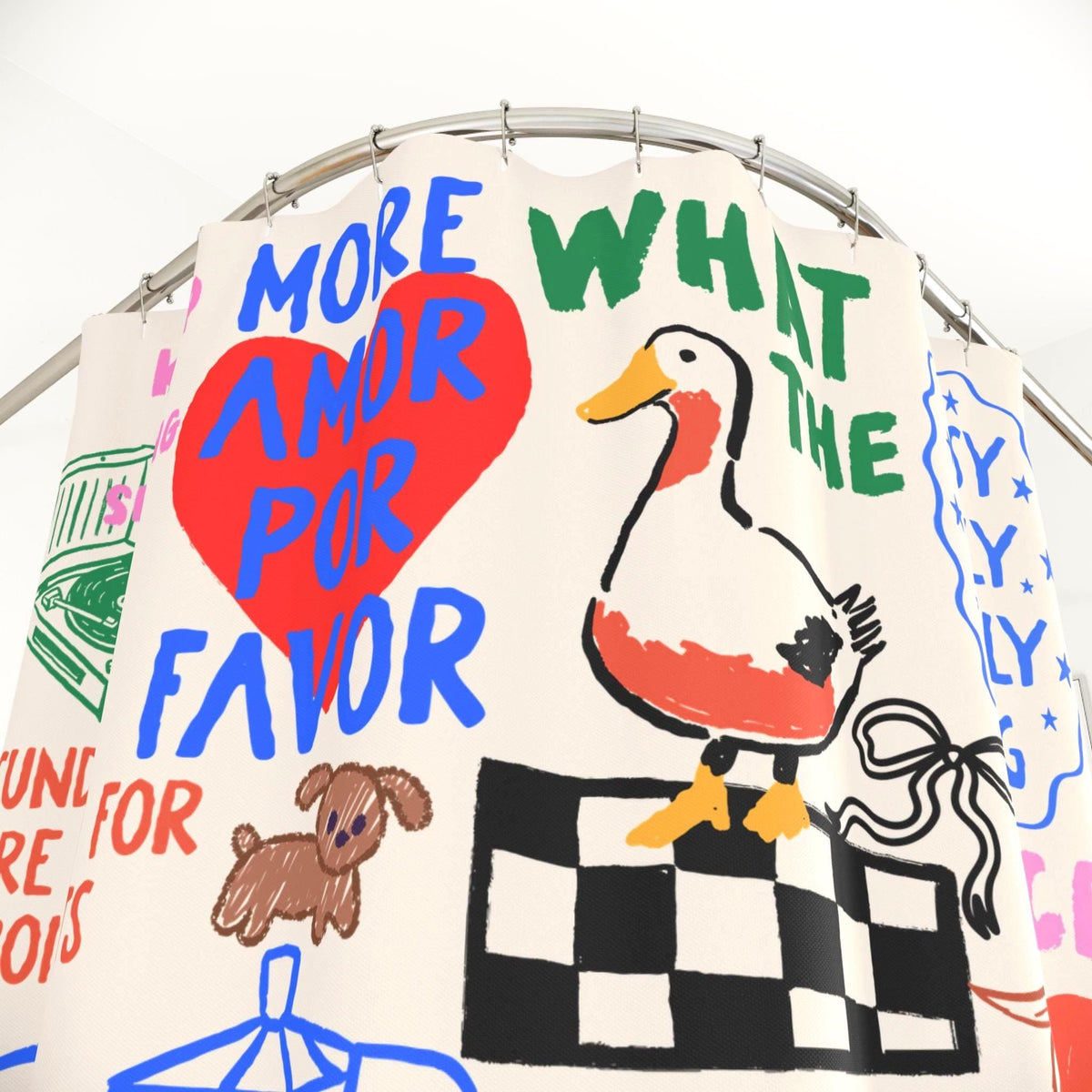 Breakfast Goose Doodle Shower Curtain photo 2