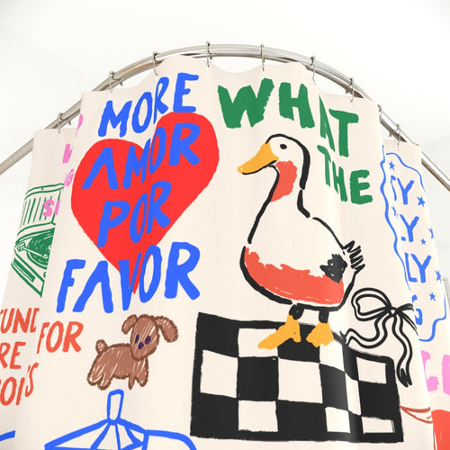 Breakfast Goose Doodle Shower Curtain photo 2