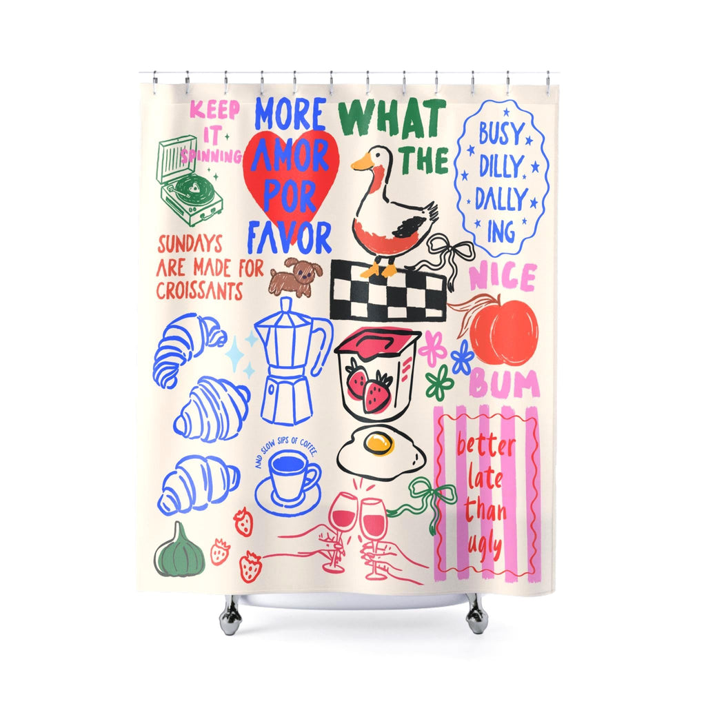 Breakfast Goose Doodle Shower Curtain photo 4