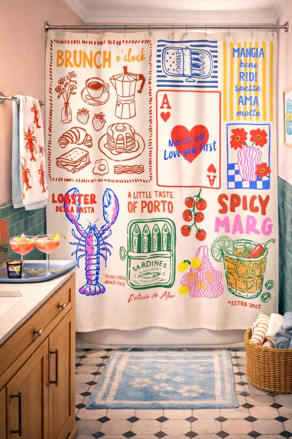 Brunch Doodle Shower Curtain photo 1