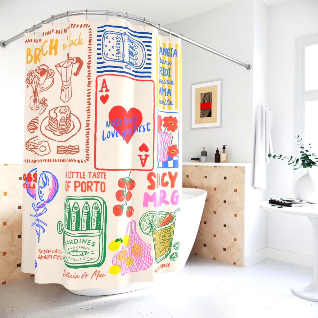 Brunch Doodle Shower Curtain photo 2