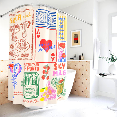Brunch Doodle Shower Curtain photo 2