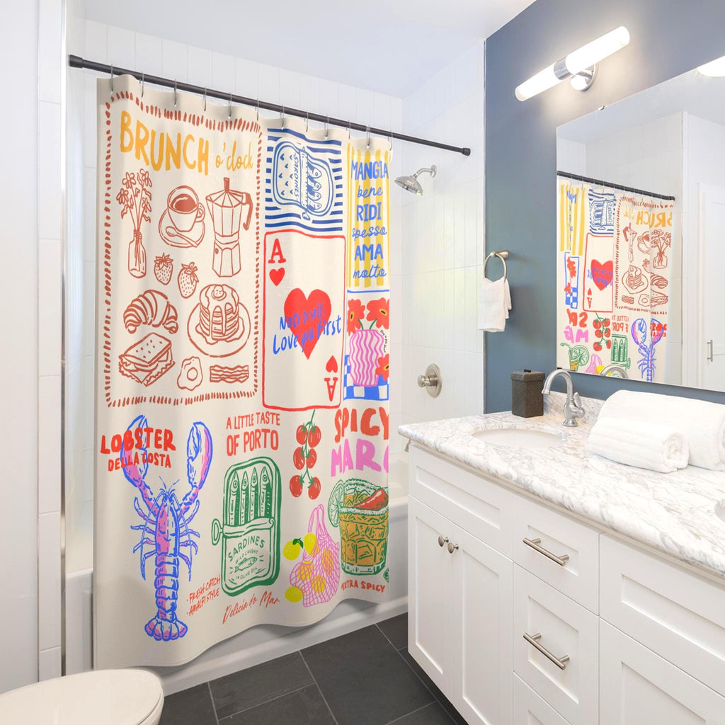 Brunch Doodle Shower Curtain photo 4