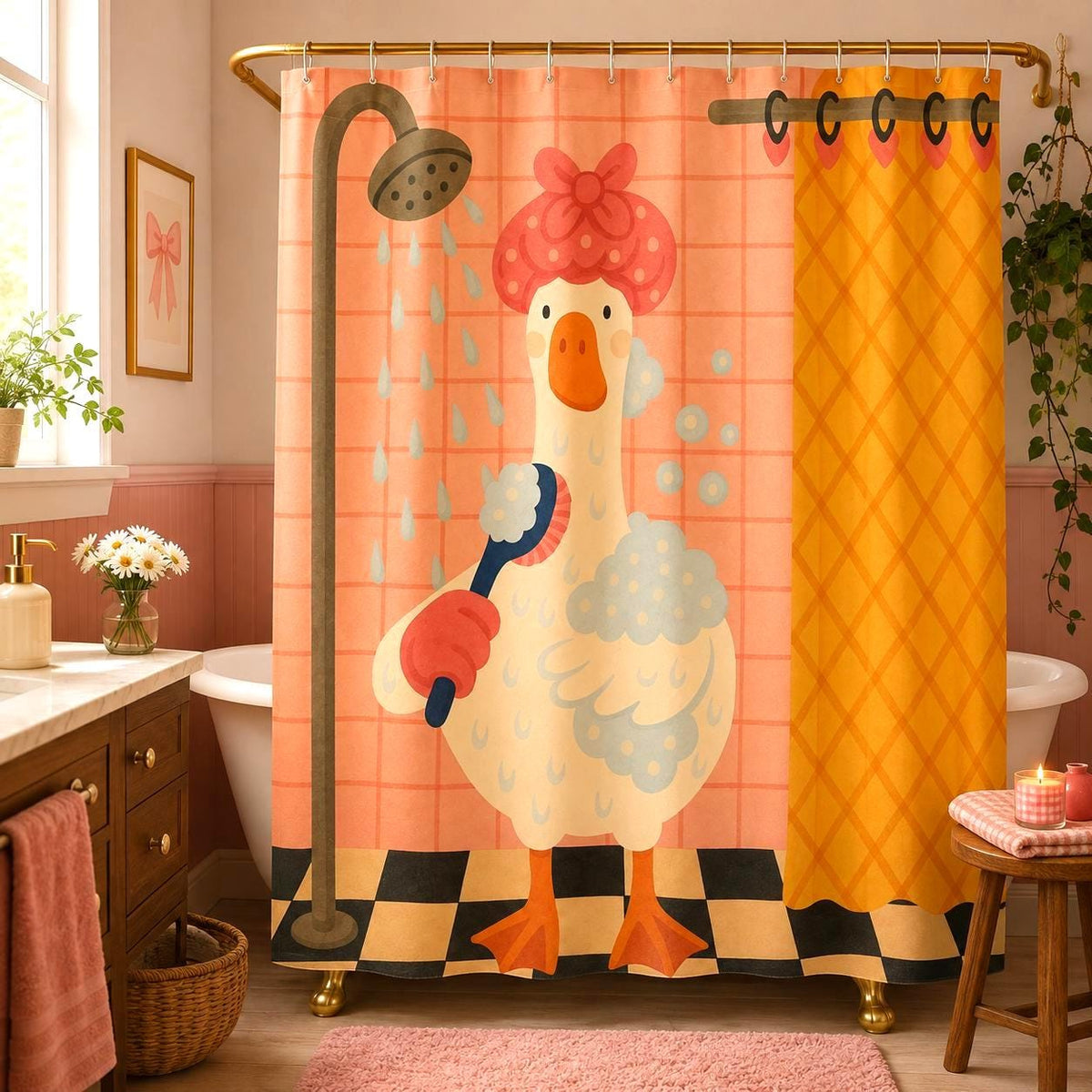 Funny Shower Goose Shower Curtain Etsy photo 1