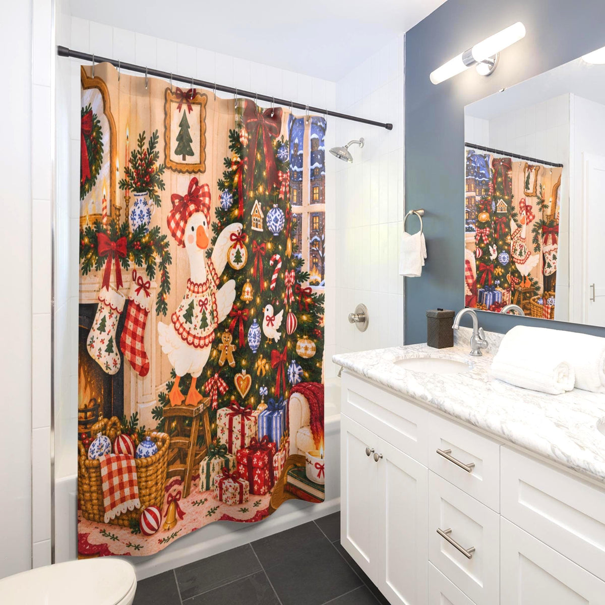 Christmas Goose Shower Curtain photo 3