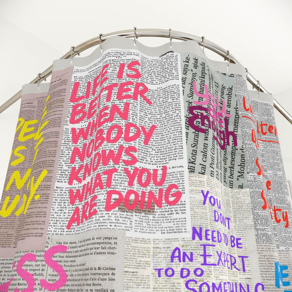 Newspaper Reading Shower Curtain photo 2