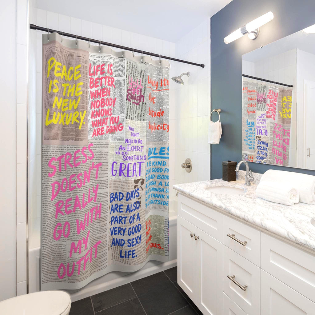 Newspaper Reading Shower Curtain photo 3
