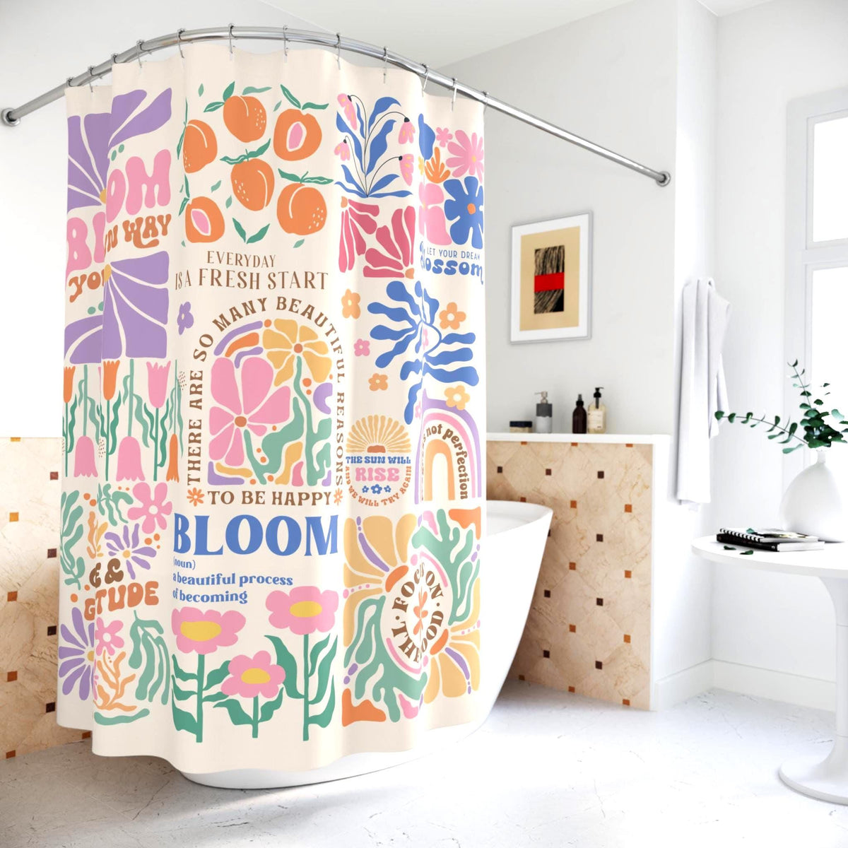 Groovy Flower Shower Curtain Etsy photo 2