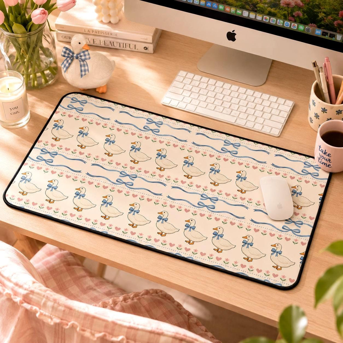 Blue Bow Goose Desk Mat photo 1