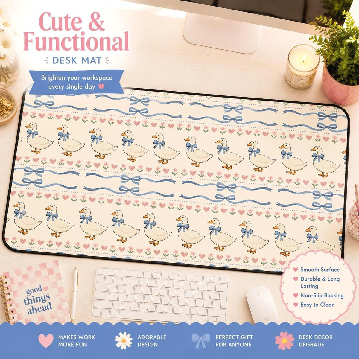 Blue Bow Goose Desk Mat photo 2