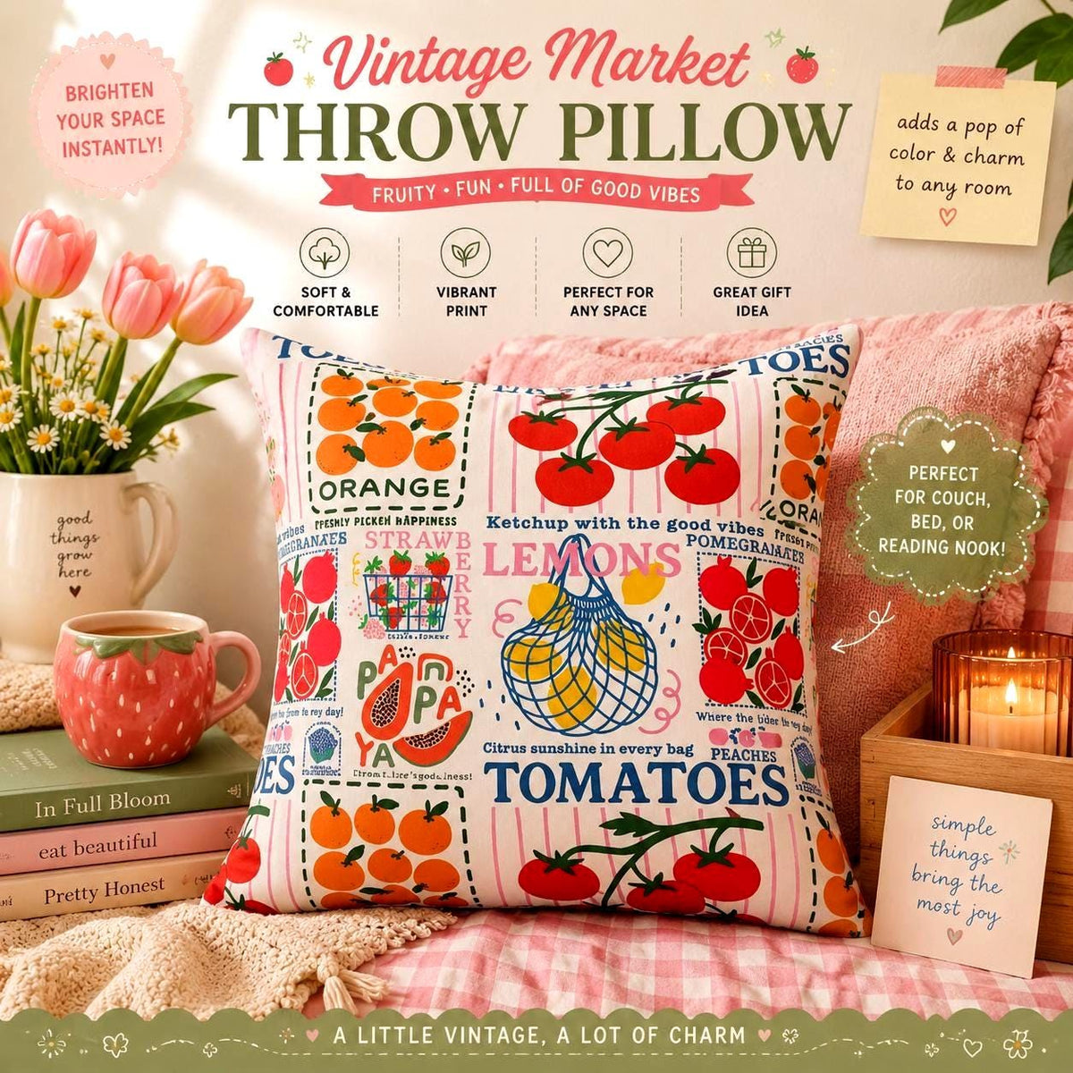 Farmers Market Fruit Pillow Cover Etsy photo 2