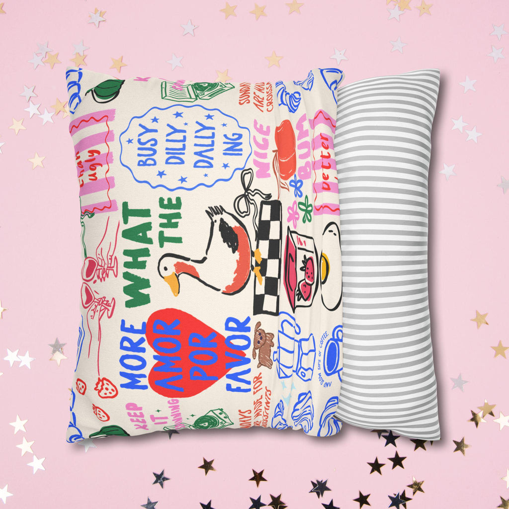 Breakfast Doodle Pillow Cover photo 4
