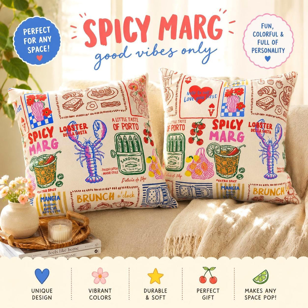 Brunch Doodle Pillow Cover photo 3