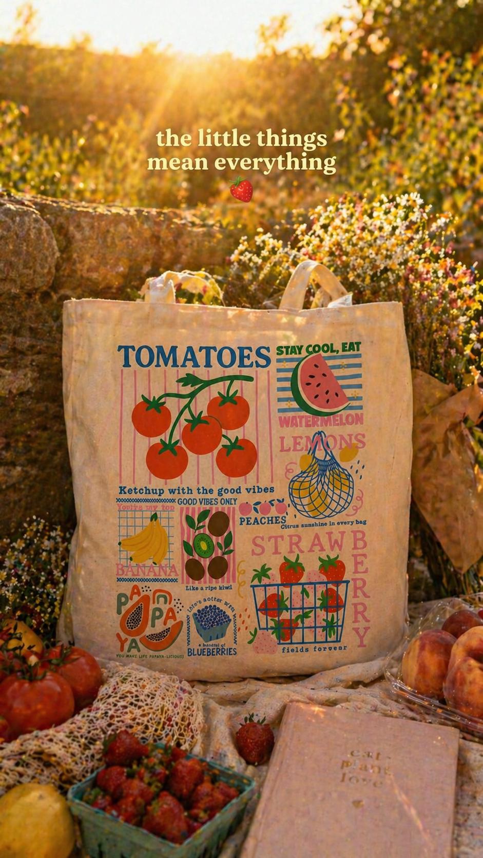 Farmers Market Fruit Tote Bag Etsy photo 2