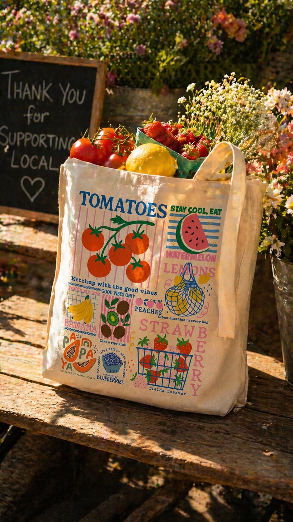 Farmers Market Fruit Tote Bag Etsy photo 3