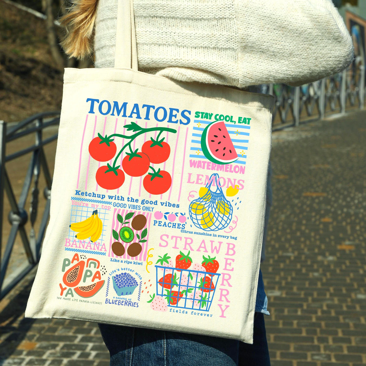 Farmers Market Fruit Tote Bag Etsy photo 4