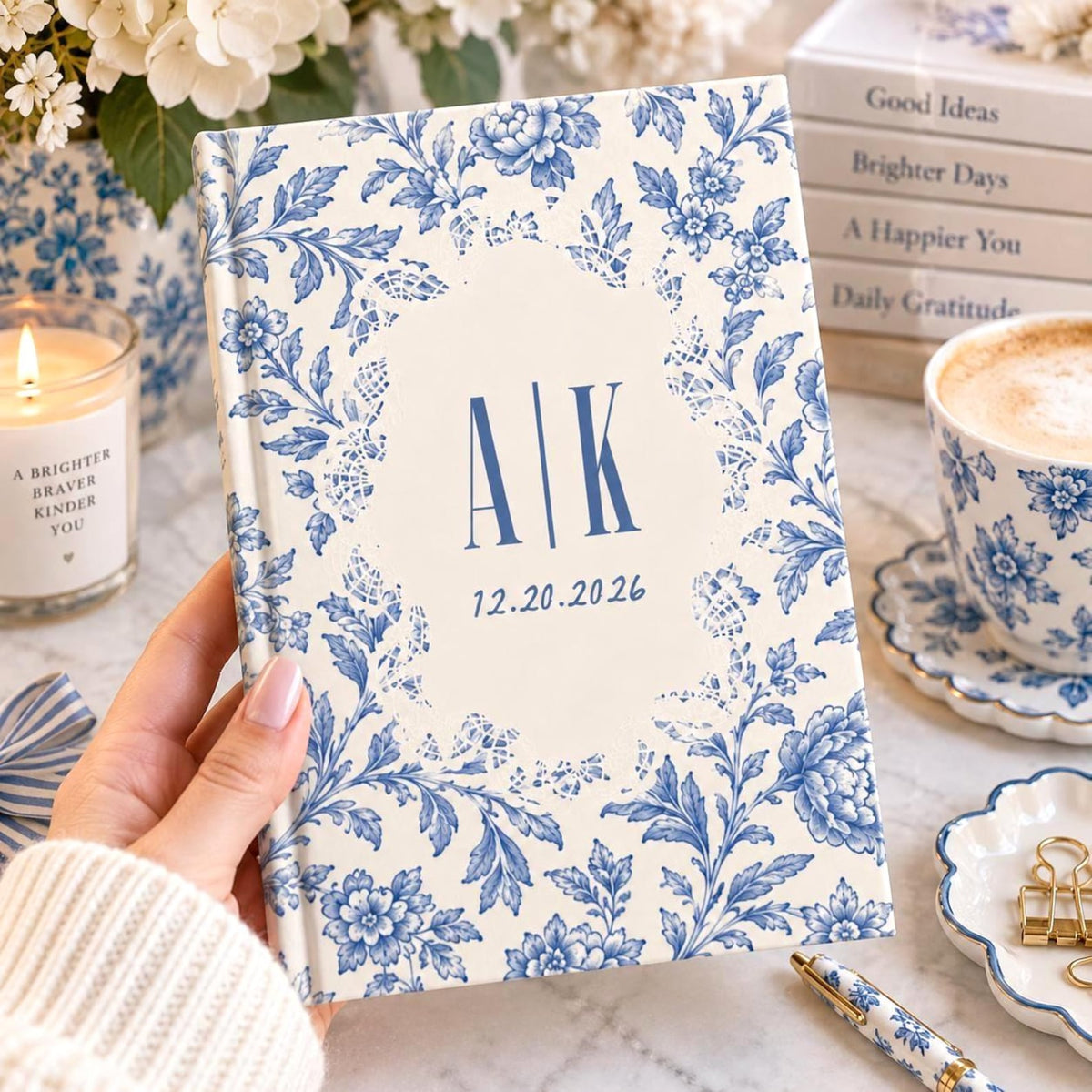 Personalized Blue Floral Wedding Journal Etsy photo 1