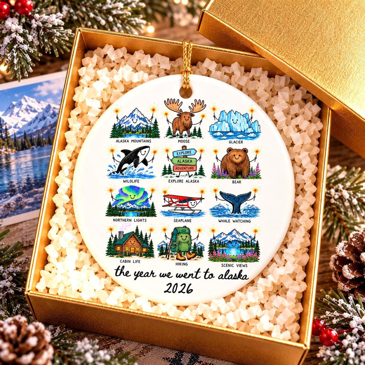 Personalized Alaska Trip Ceramic Ornament photo 1
