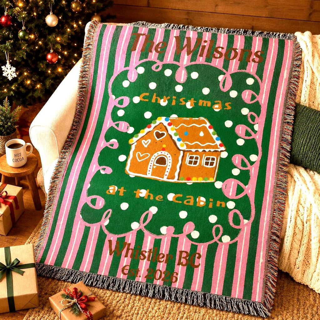 Personalized Gingerbread Christmas Woven Blanket Etsy photo 1