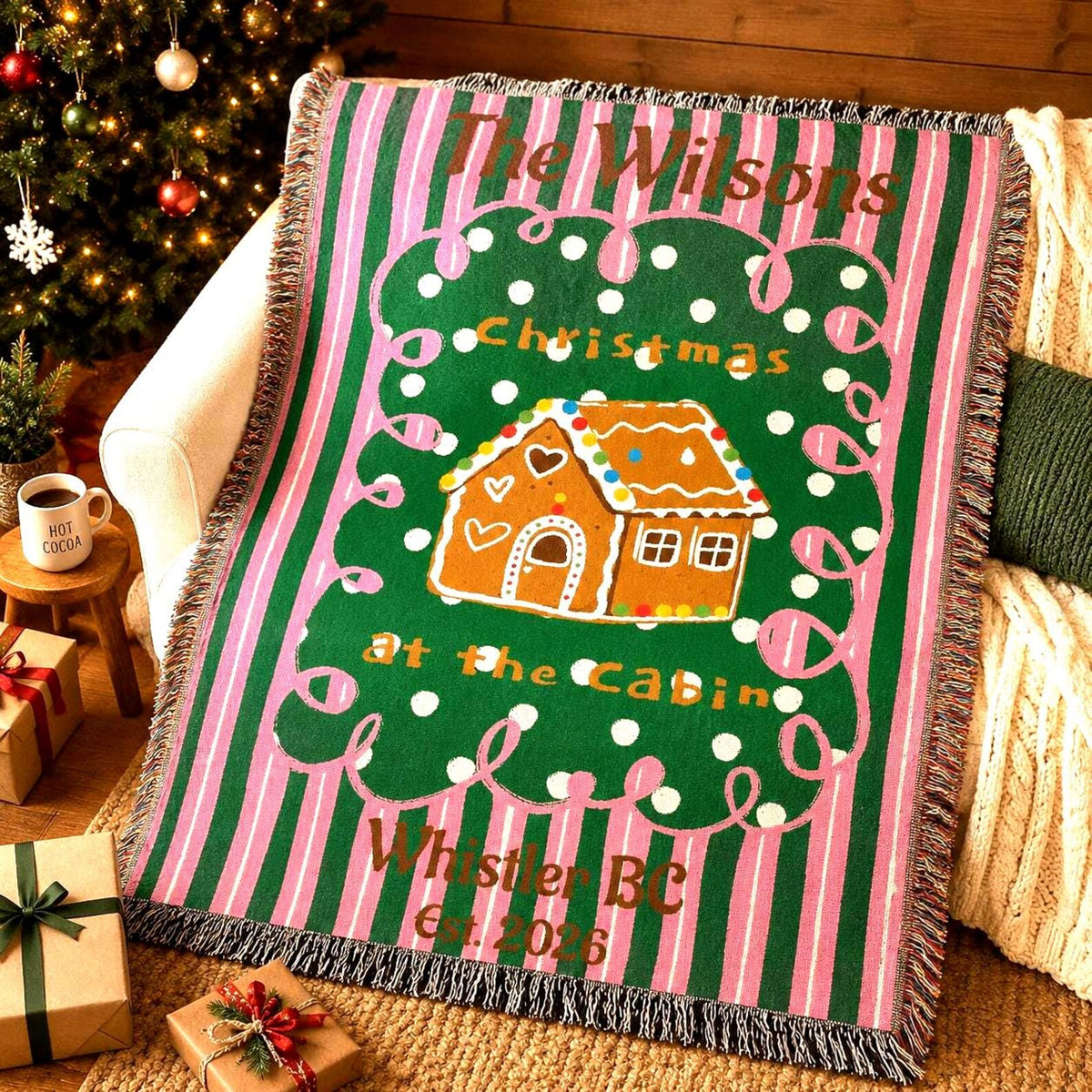 Personalized Gingerbread Christmas Woven Blanket Etsy photo 1