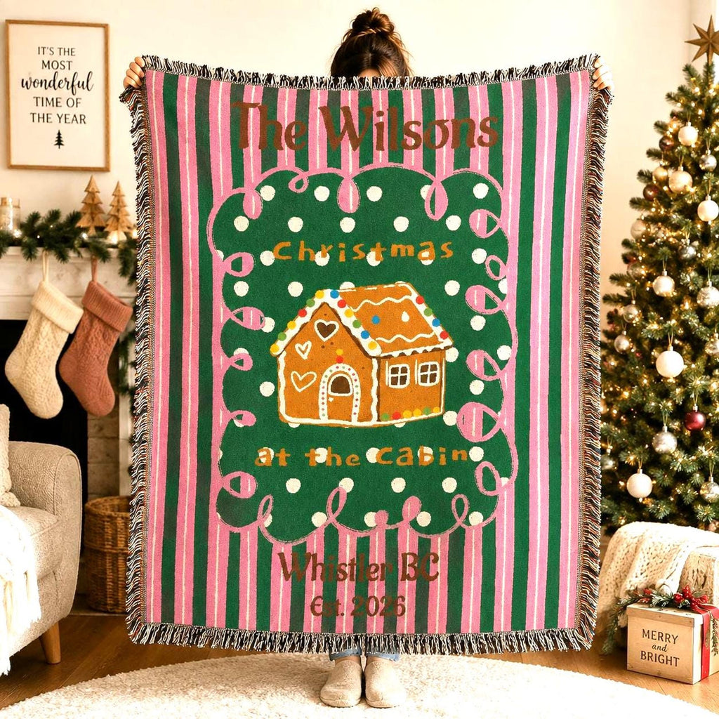 Personalized Gingerbread Christmas Woven Blanket Etsy photo 2