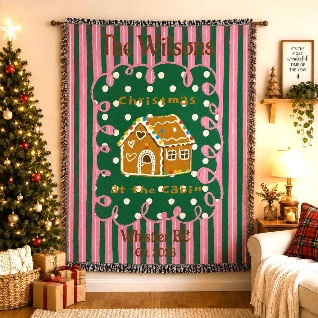 Personalized Gingerbread Christmas Woven Blanket Etsy photo 3