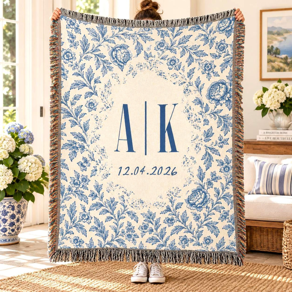 Blue Floral Monogram photo 1