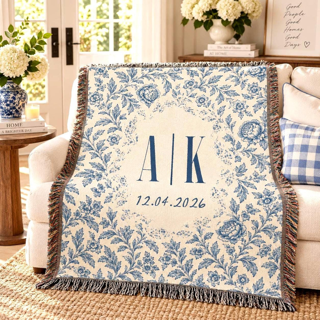 Blue Floral Monogram photo 2