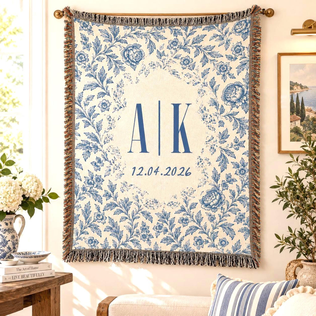 Blue Floral Monogram photo 3