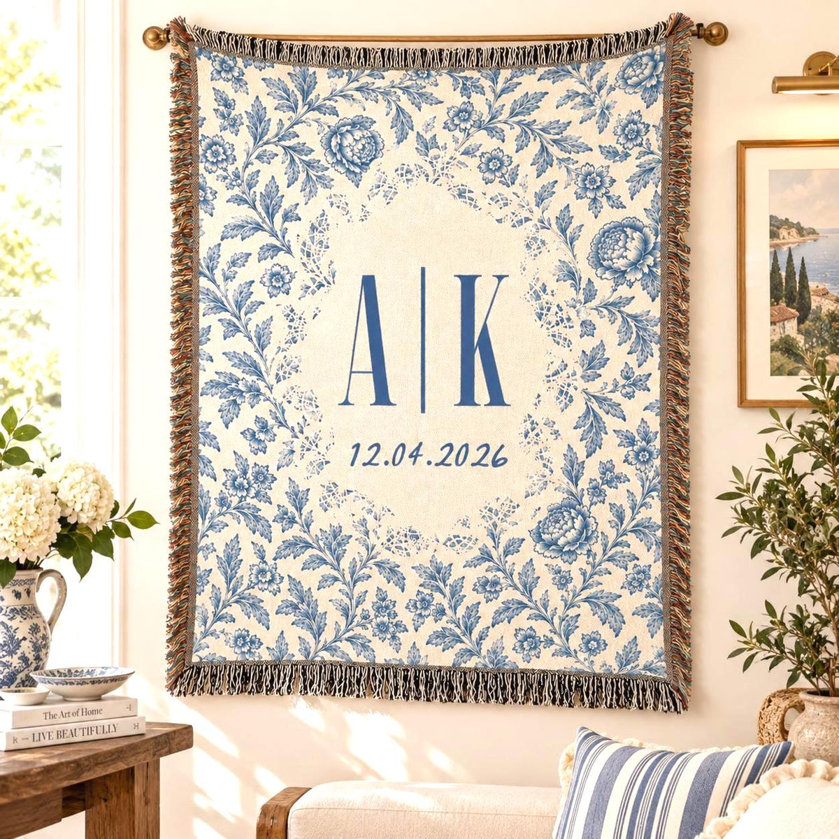 Blue Floral Monogram photo 3