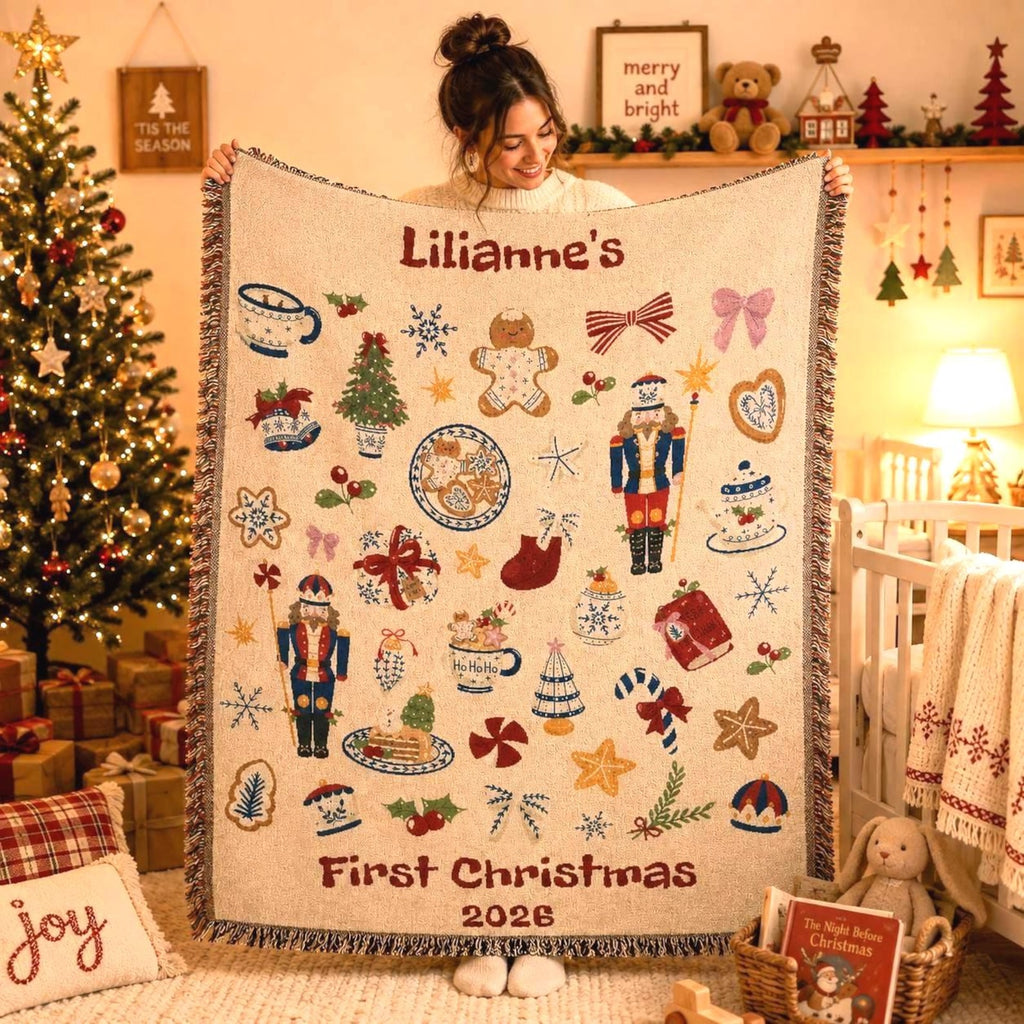 Personalized First Christmas Nutcracker Woven Blanket Etsy photo 1
