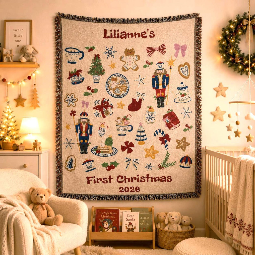 Personalized First Christmas Nutcracker Woven Blanket Etsy photo 2